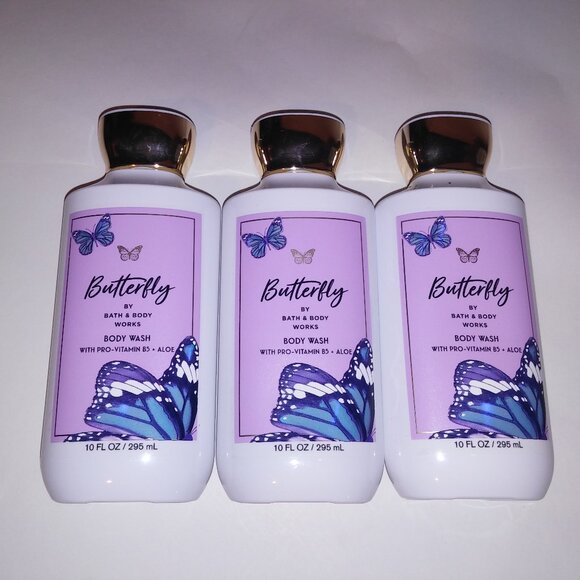 Set of 3 Bath & Body Works Butterfly Body Wash Vitamin B5 Aloe Full Size Brand N